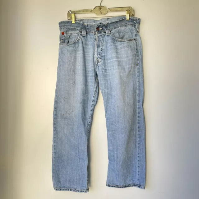 Vintage EVISU x PUMA Men’s Jeans Size 34 X 26 Light Wash Flaws