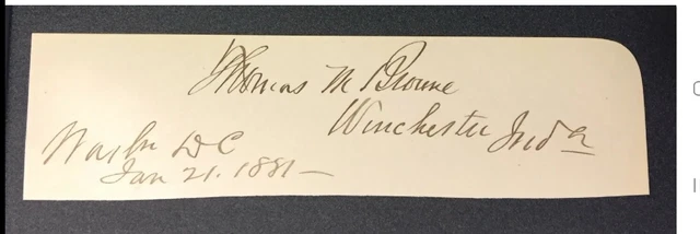 Signed Thomas McLelland Browne IN Civil War General 7th Calvary & 1877 Congress