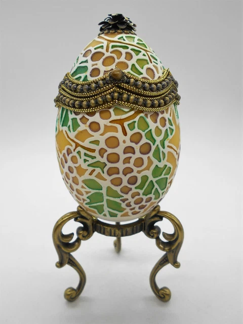 Boîte à Bijoux Oeuf Style Fabergé En Coquille - Écrin Original Avec Masque