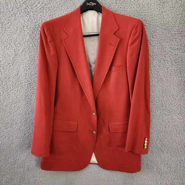 Vintage Chaps by Ralph Lauren Blazer Jacket Mens 40R Red Equestrian Gold Button