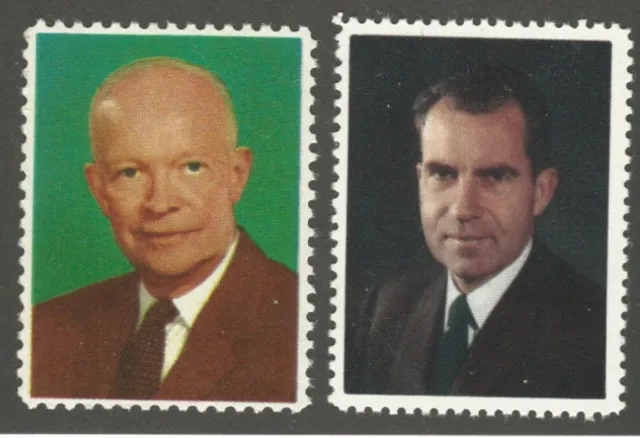 Dwight Eisenhower & Richard Nixon, Circa 1950's, Poster Stamps, N.H.