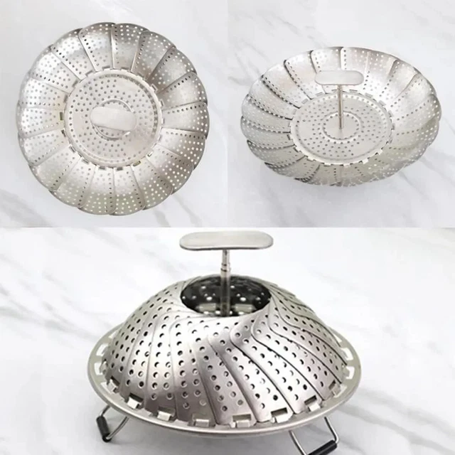 Panier Vapeur En Acier Inoxydable 18 Cm - Avec Poignées Pliantes - Pour Cuisson à La Vapeur, Lavage Légumes, Filtration - Réutilisable