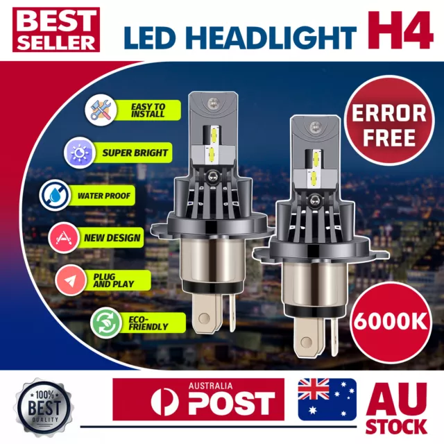 MODIGT 2x H4 9003 HB2 72W 9000LM LED Headlight Bulbs Beam Kit Lamps 6000K White