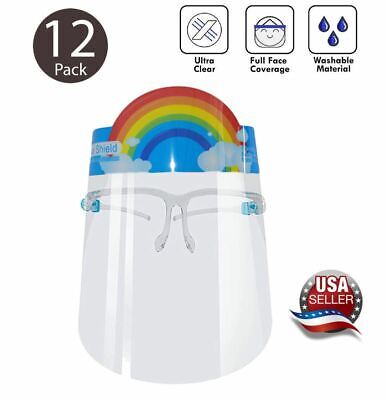 Kids Face Shield Visor Protection Glasses Anti Fog Safety Reusable Rainbow 12 Pc