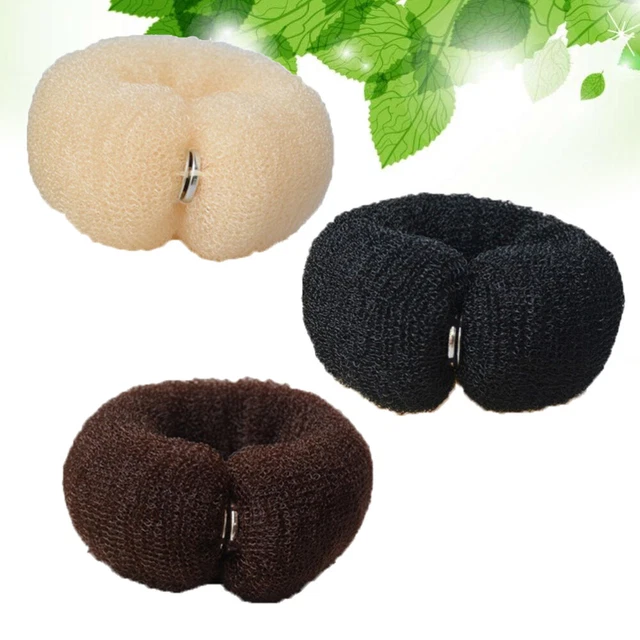3 Pcs Miss Doughnuts Ring Styler Maker Hair Bun Snap Elastic Ties