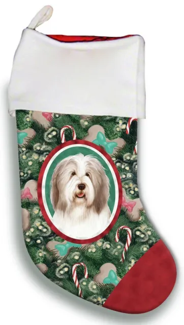 Christmas Stocking - Fawn and White Bearded Collie 11483