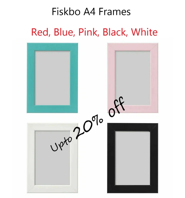 IKEA FISKBO A4 Photo Frame Black White Pink Blue Hanging Standing Wall