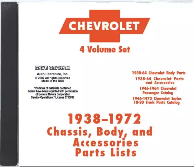 1938-72 GM Chassis Body And accessories parts List - CD Rom