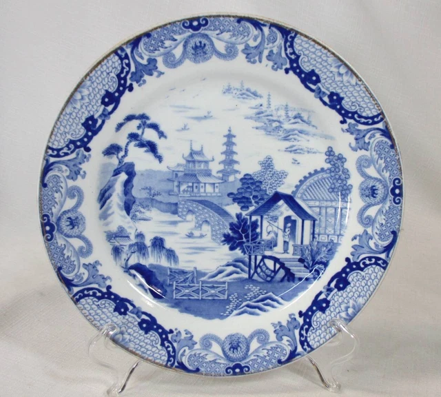 Early Wedgwood Romantic / Historical Blue & White Scenic 8.25"Dia Plate