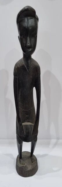 Gorgeous hand-carved African ebony drumming figure very good condition