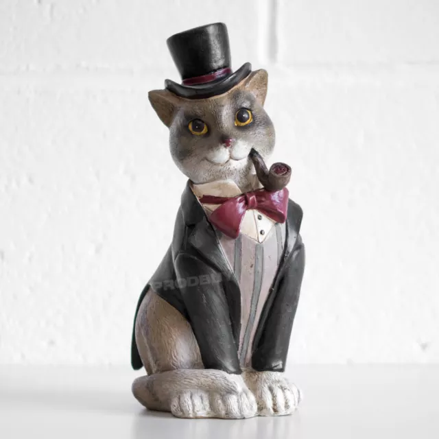 10" Gentleman Cat Ornament Figurine Figure Home Decor Vintage Quirky Unusual