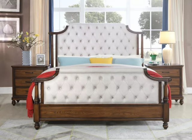 Lit 2x Table de Chevet 3tlg. Chambre à Coucher Set Lits Neuf Luxe Chesterfield