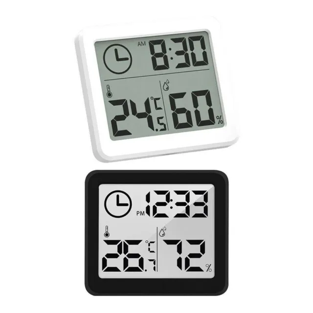 Nuovo termometro igrometro mini orologio da parete 12 ore mini termometro orologio da tavolo