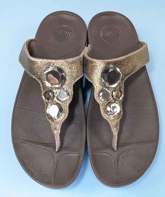 FIT FLOP Womens 9 Flip Flops Brown Gold Bronze Lunetta Microwobbleboard Sandals