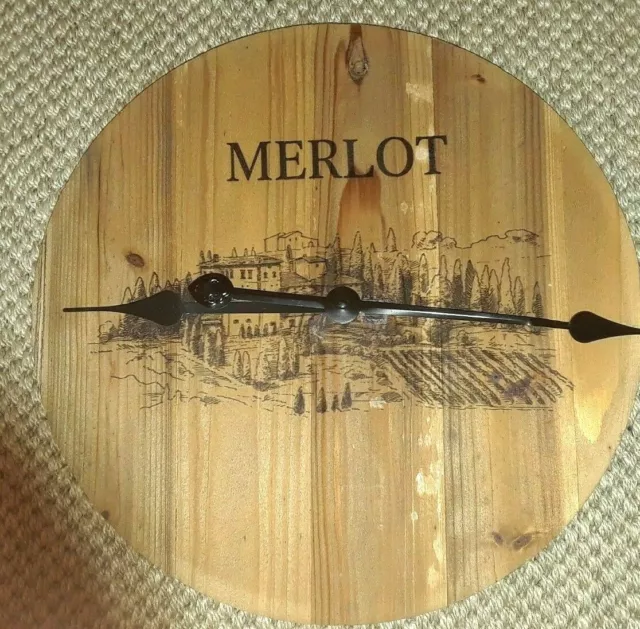 Branded Wood / Wall Clock Plaque Merlot Wine Sign