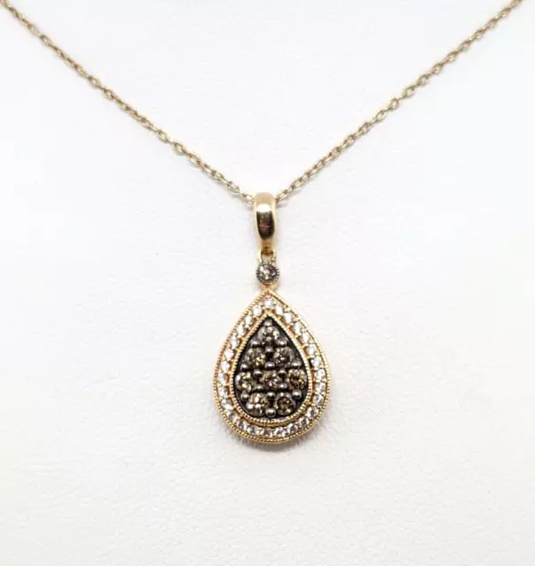 Le Vian 14k Rose Gold Tear Drop Chocolatier .50cttw Diamond Pendant Necklace 18"