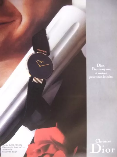 Publicité De Presse 1989 Montre Blak Moon Glace Saphir Christian Dior Paris