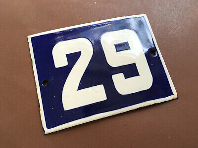 ANTIQUE VINTAGE FRENCH ENAMEL SIGN HOUSE NUMBER 29 DOOR GATE SIGN BLUE 1950's