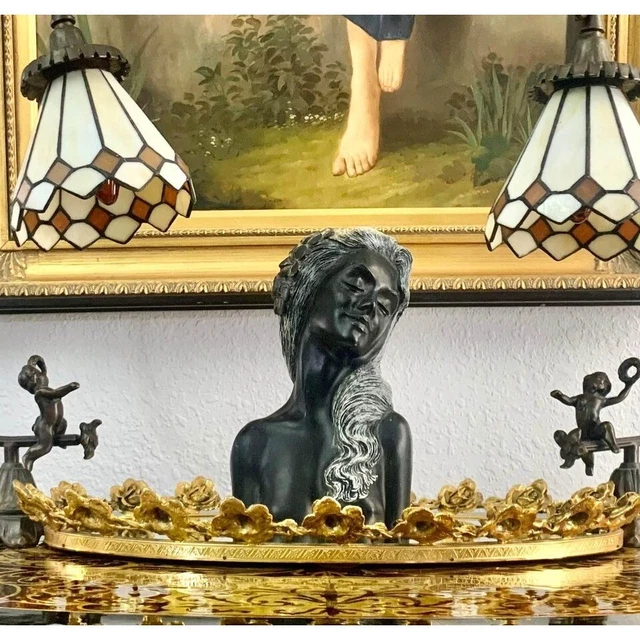 Statue Carved Coral Vintage Bust Decor