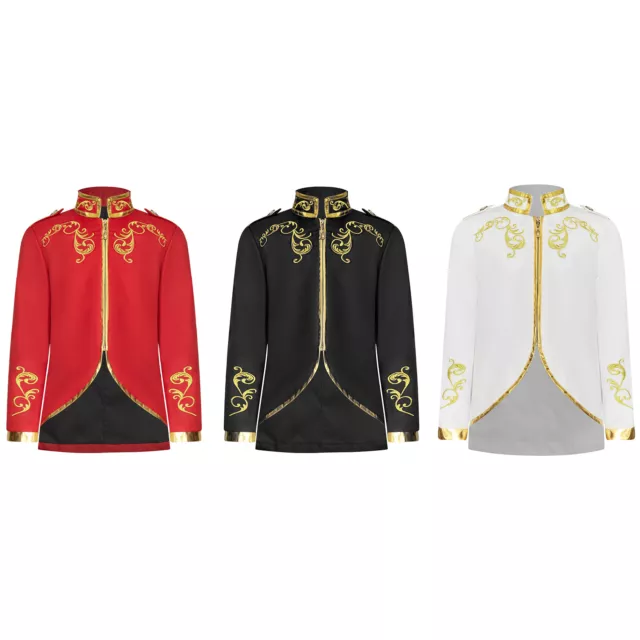 Kids Boys Renaissance Costume Zipper Uniform Royal Prince Jacket Long Sleeve