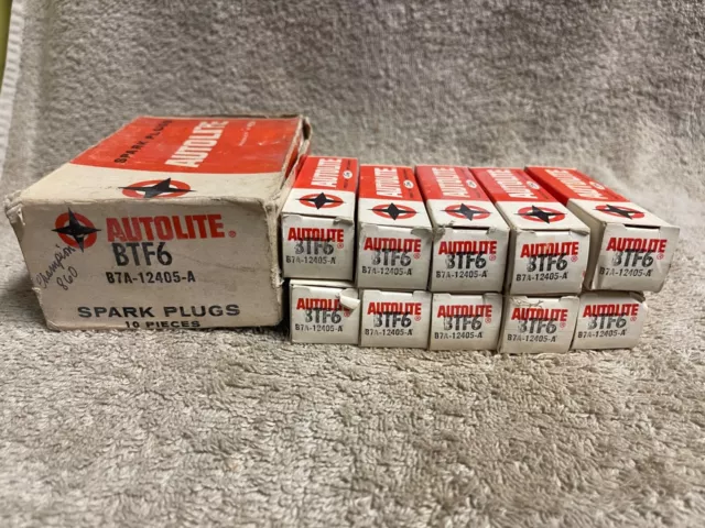 Nos Ford Btf6 B7A-12405-A 1957 Fairlane Thunderbird 312 V8 Spark Plugs Set