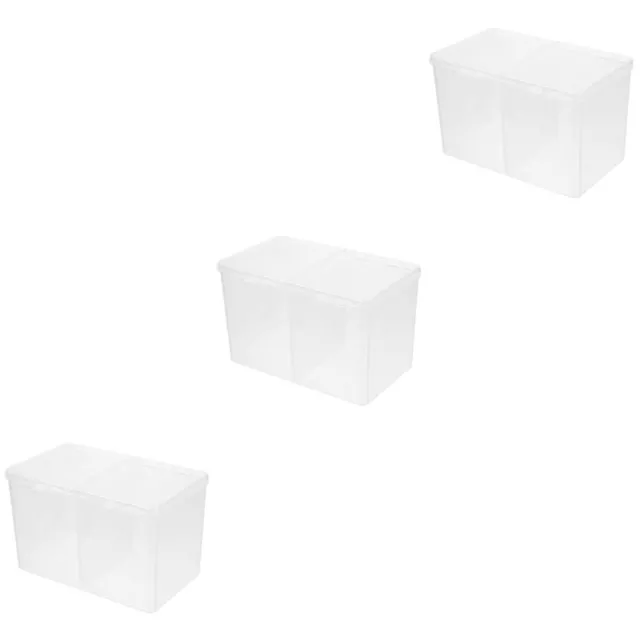 3 Count Boîte De Rangement Coton Cosmétique Stockage Malette Plastique Caisse