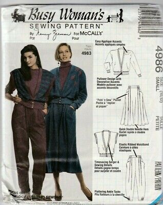 Vintage 1990 McCalls Sewing Pattern 4986 Cardigan Skirt Trousers 10-12 UNCUT