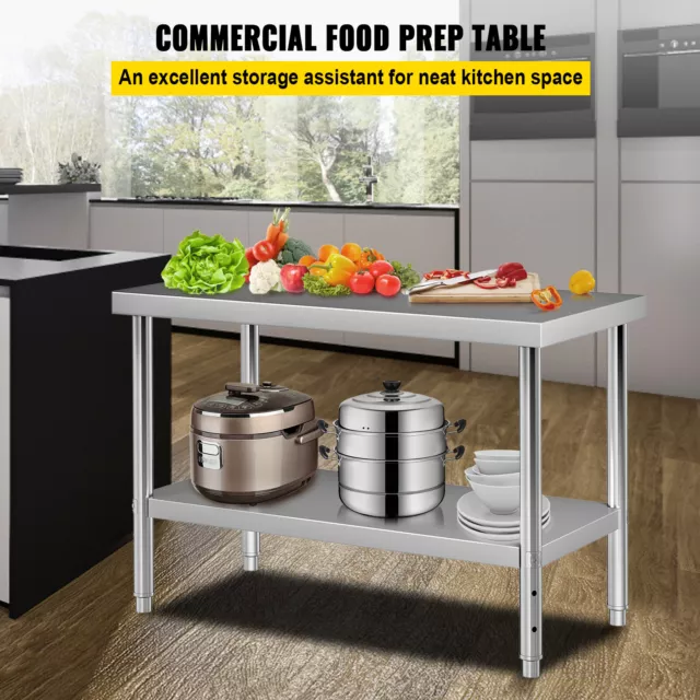 VEVOR Stainless Steel Work Prep Table Commercial Food Prep Table48x24x34in 2