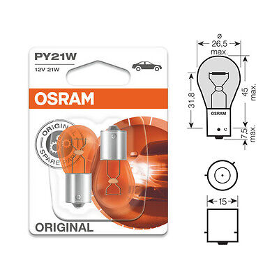 Osram 10x Genuine Original 12v PY21W - Part Number 7507 7507 BAU15S / 581 21w Amber Bulbs 