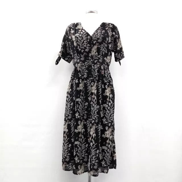 Somerset by Alice Temperley Midi Dress UK 12 NWT Black Tiger Fern RMF02-SM