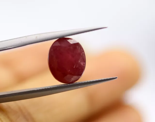 Reddish Pink Color Loose Natural Ruby Oval Cut Faceted Glass filled Gem 4.45 Ct 2