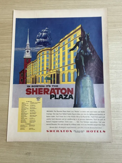 Boston Sheraton Plaza Hotels 1955 Vintage Print Ad Life Magazine