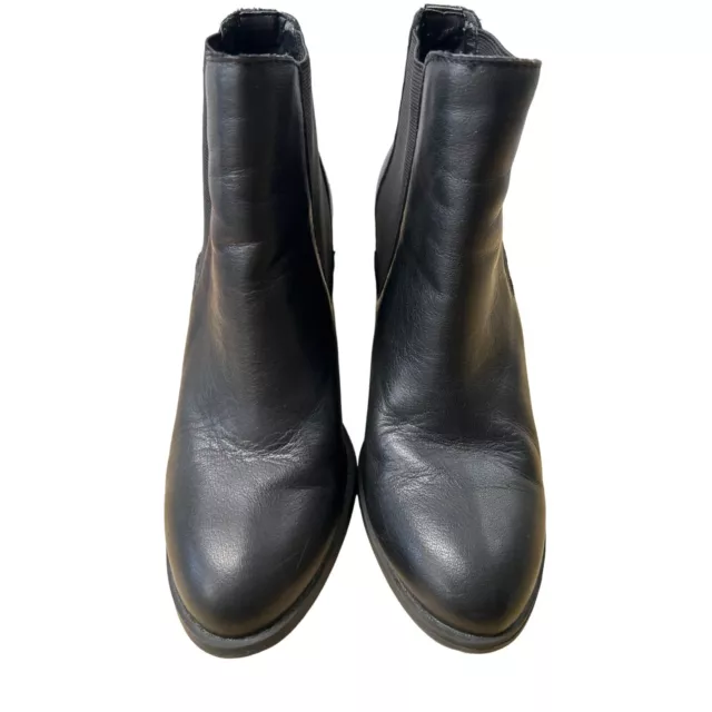 Steve Madden Women's Troyan Chelsea Boot Size 7.5M Black Leather Block Heel Pull