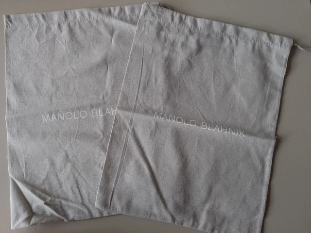 2 x Sacchetti antipolvere per scarpe Manolo Blahnik grigio 13,5 x 10,5 NUOVI