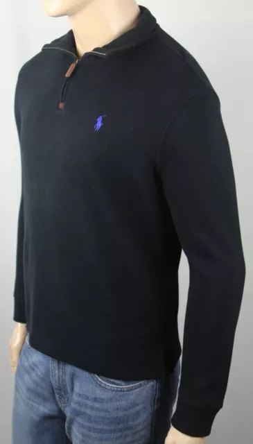 Polo Ralph Lauren Black 1/2 Half Zip Sweater Royal Blue Pony NWT