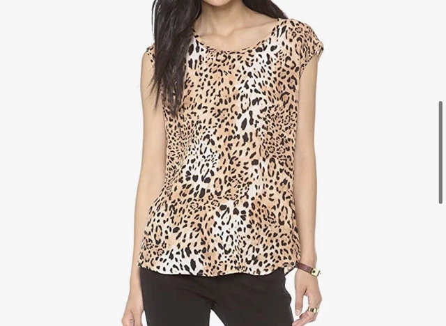 JOIE Rancher Torrance Gradient Animal Print Leopard Silk Blouse Top XS