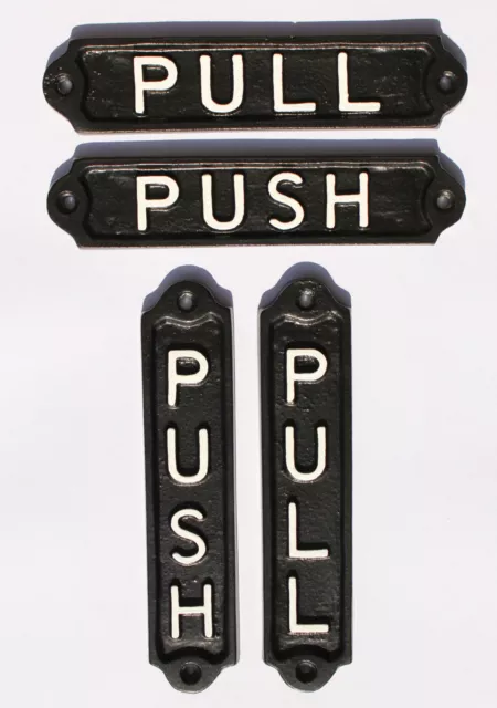 Old Vintage Style Push & Pull Door Signs - Solid Cast Metal Pub Restaurant Cafe