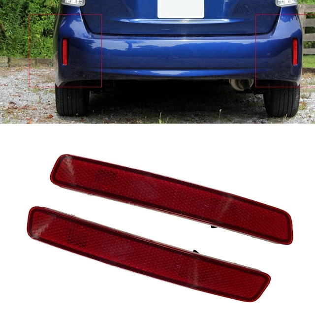 1PAIR REAR BUMPER Reflector Tail Light Red Lens Fit for Toyota Prius V ...