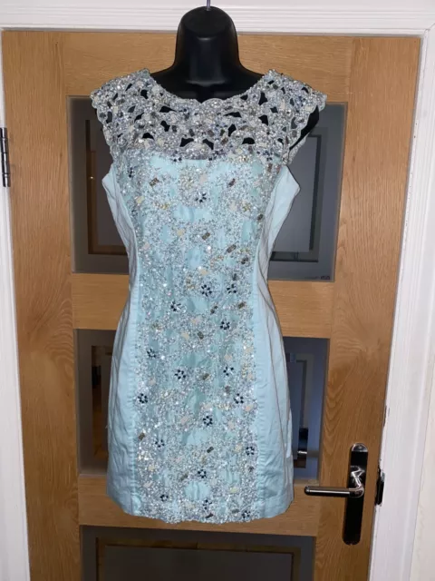 French Connection Turquoise Blue Encrusted Dress Size Uk 8 New With Tags