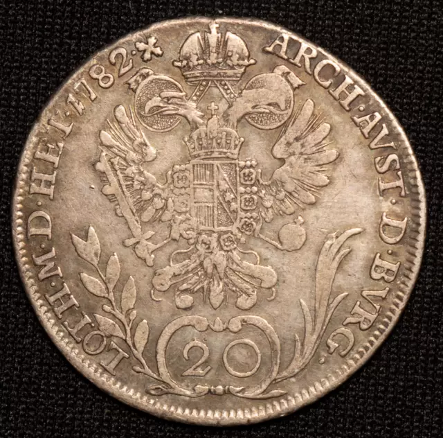 1782 A Austria 20 Kreuzer, Joseph II, Silver Coin