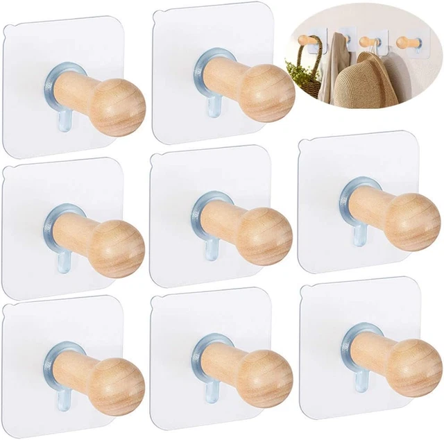Adhesive Hat Hooks for Wall Hat Hanger Wall Rack Mounted Coat Hanging Wooden Bat