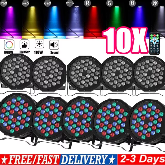 10PCS 110W 36 LED PAR Light RGBW Stage Lighting DMX Beam Disco DJ Party Lights