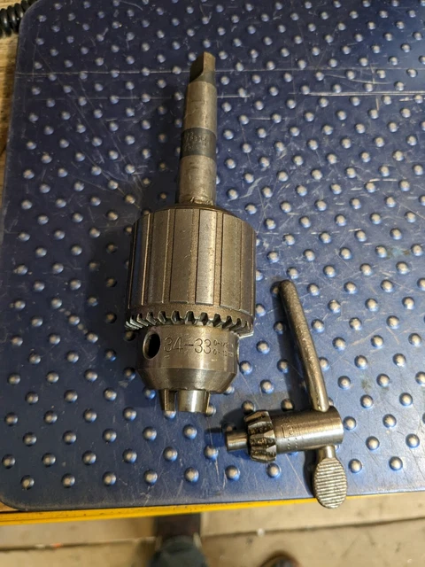 Jacobs No 34 Drill Chuck w/ MT2 Arbor & Key 0-1/2" Capacity