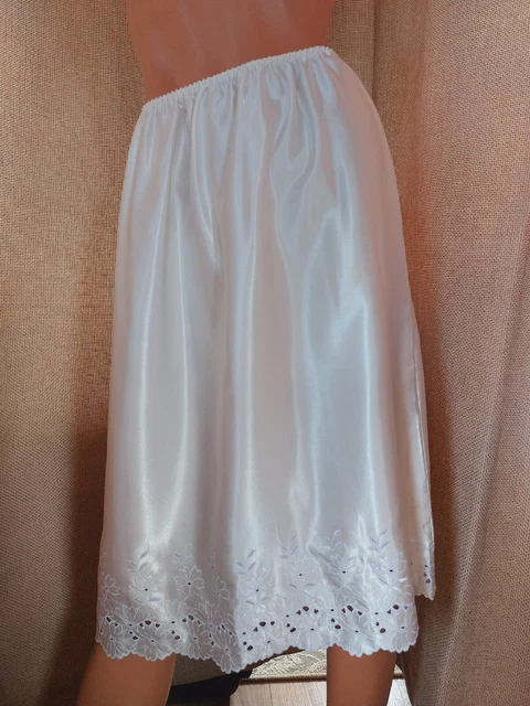Splendida Gonna Sottogonna Vintage Mezza Slip Lcream Taglia Uk Media #255