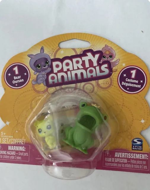 NEW PARTY ANIMALS TOY 1 Yellow BEAR & 1 PANDA COSTUME 2010 Spin Master