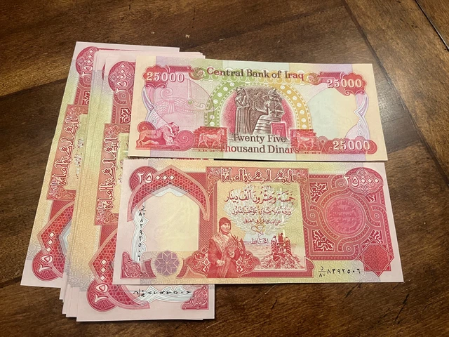 Iraqi Dinar Money Iqd 25000  25,000 Unc Banknotes Authentic & Active Free Ship