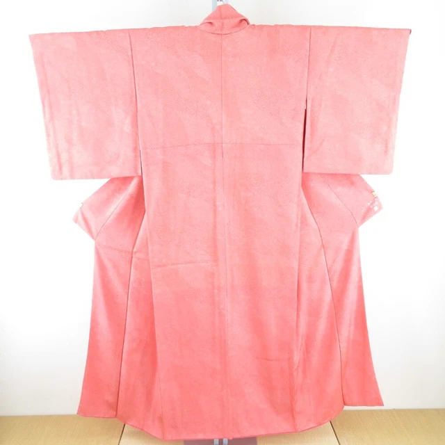 Komon kimono Silk Writer pattern pink 59.8inch Women's