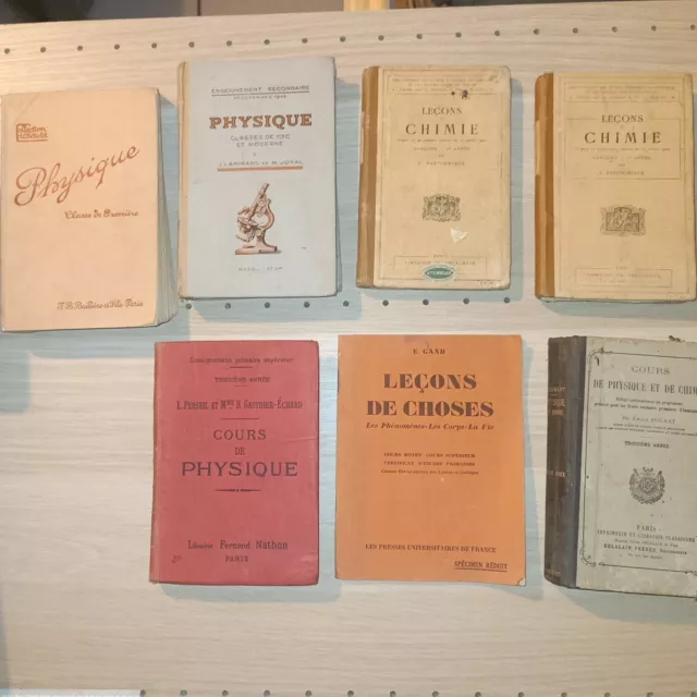 Livres scolaires physique chimie, et leçons de choses - 1916 - 1951 - 7 livres