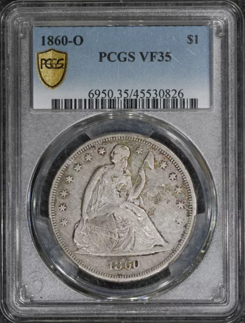 1860-O (VF35) $1 Seated Liberty Silver Dollar PCGS