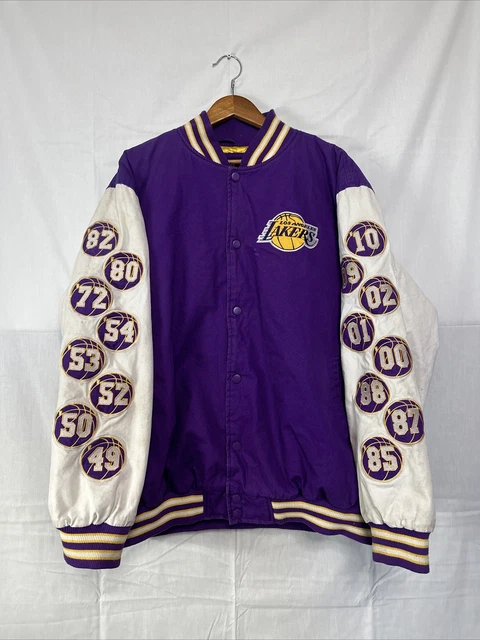 Vintage lakers championship jacket deals